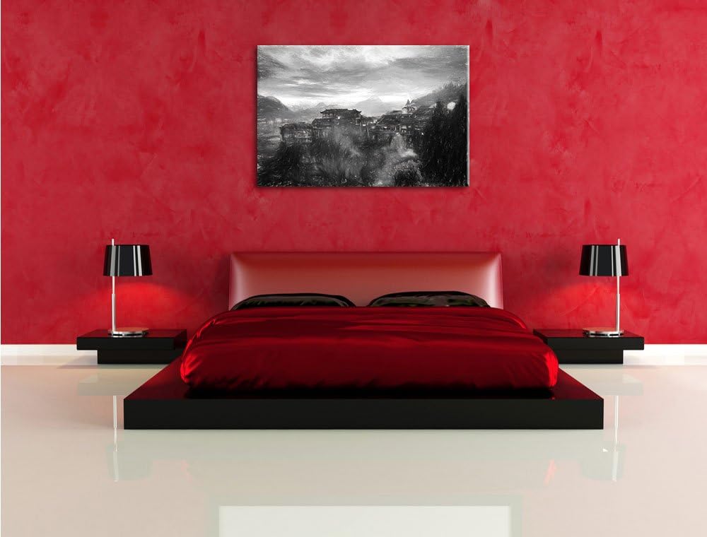 Pixxprint Gigantisches Dorf in China als Leinwandbild/Grösse: 100x70 / Wandbild/Kunstdruck/fertig be