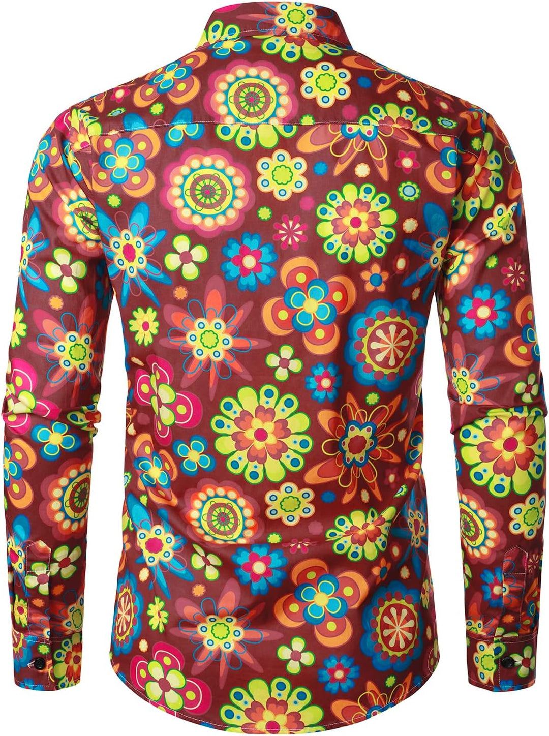 JOGAL Herren Regular Fit Floral Business Hemd Langarm Button Down Print Freizeithemd L Weinrot, L We