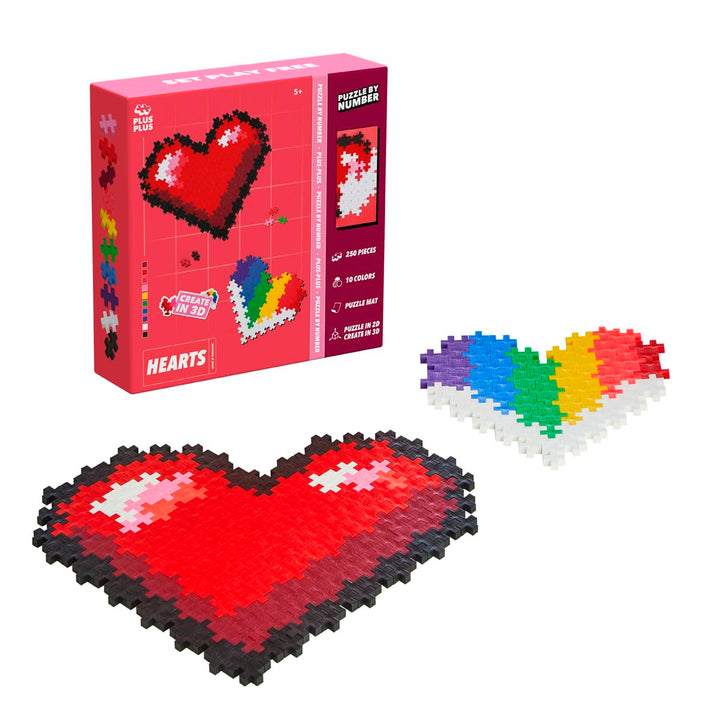 Plus-Plus 9603911 Geniales Konstruktionsspielzeug, Puzzle Herz, Kreativ-Bausteine, 250 Teile, Mehrfa