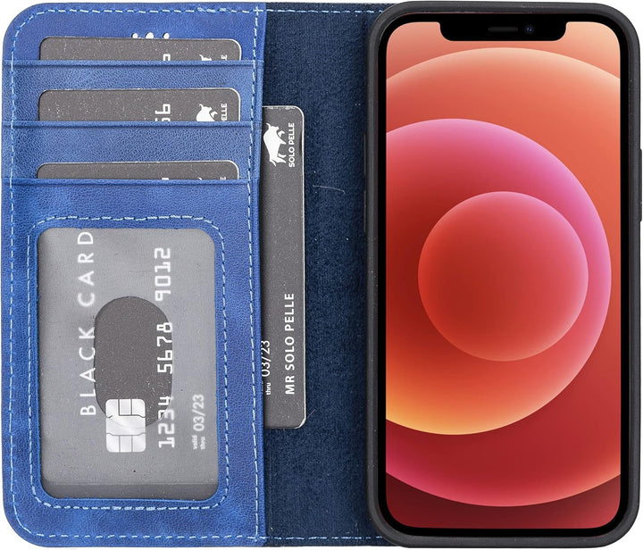 Solo Pelle Lederhülle kompatibel für iPhone 13 Mini in 5.4 Zoll abnehmbare Hülle (2in1) inkl. Karten