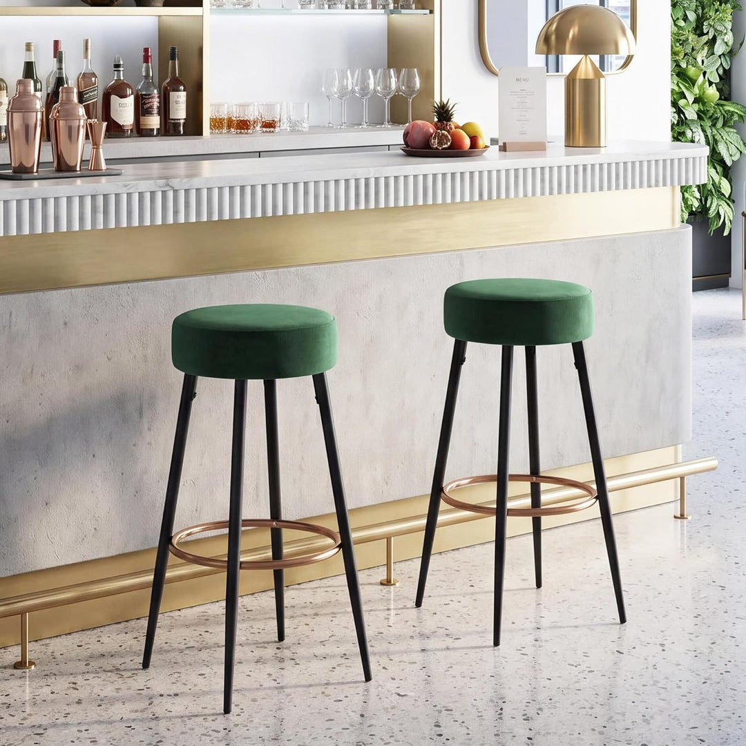 Duhome Barhocker 2er Set Barstühle Runde Tresenhocker Samt Bistrohocker mit Fussstütze für Bistro Kü