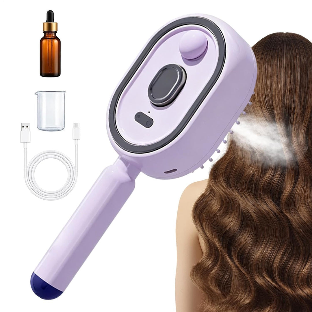 Haarbürste mit Dampffunktion | Antistatischer, Wiederaufladbarer Rotlicht-Luftkissen-Kamm,Anti-Frizz