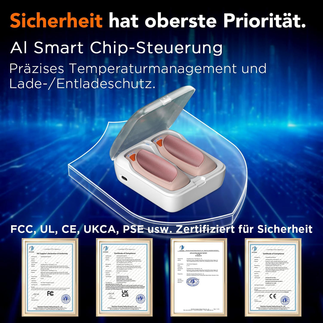 Lepwings Handwärmer Elektrisch 2er-Pack mit Ladecase, 14.000 mAh, Wiederverwendbare Taschenwärmer, B