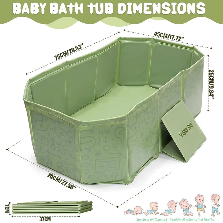 Faltbare Babybadewanne mit Ablaufstopfen, 75 × 45 cm – Platzsparende, rutschfeste Badewanne für Neug