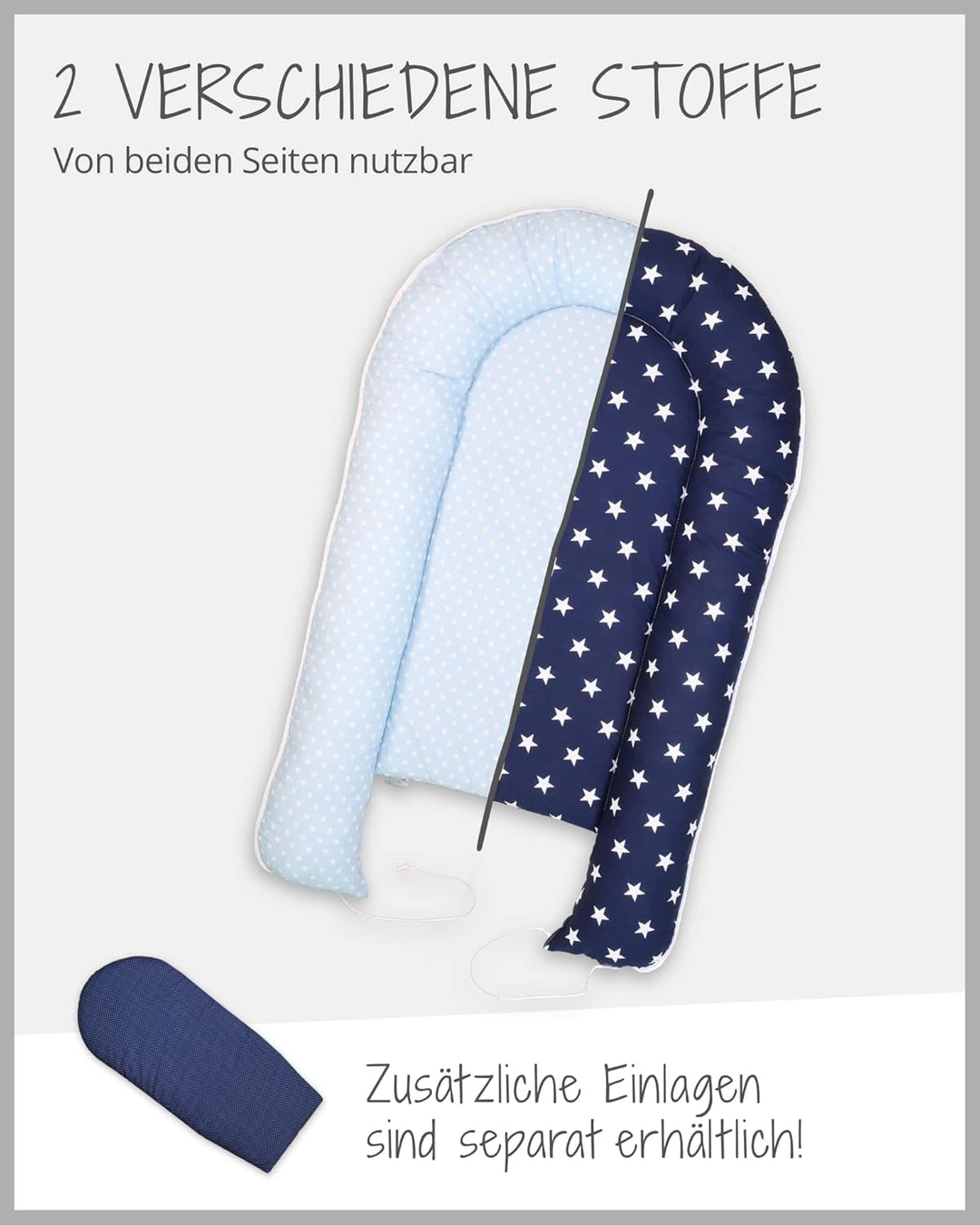 ULLENBOOM ® Babynest & Kuschelnest (55x95 cm) Blau Hellblau (Made in EU) - Baby Nestchen aus Baumwol