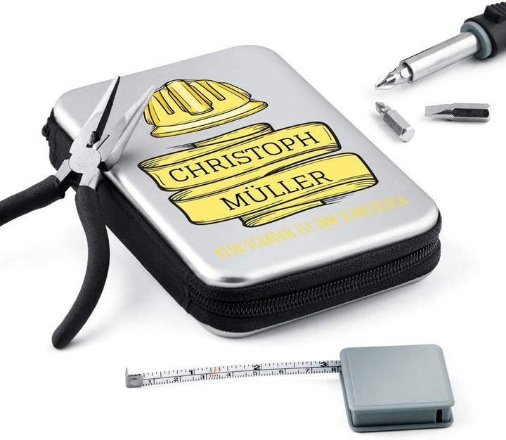 Maverton Werkzeug-Set mit Aufdruck - Werkzeugkoffer Toolbox Werkzeugkasten - personalisiert - Grösse