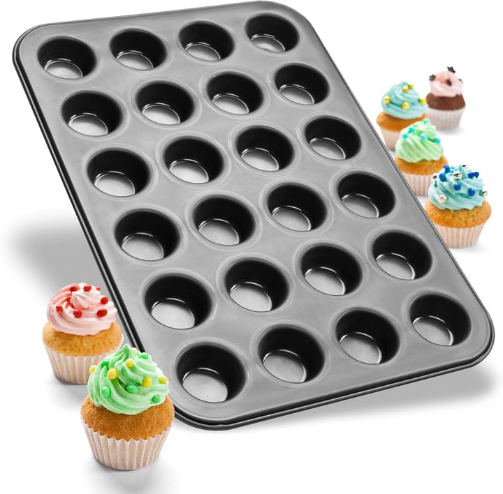 Zenker Black Metallic 24er Mini-Muffinform – Antihaftbeschichtet für perfekte Mini-Muffins & Cupcake
