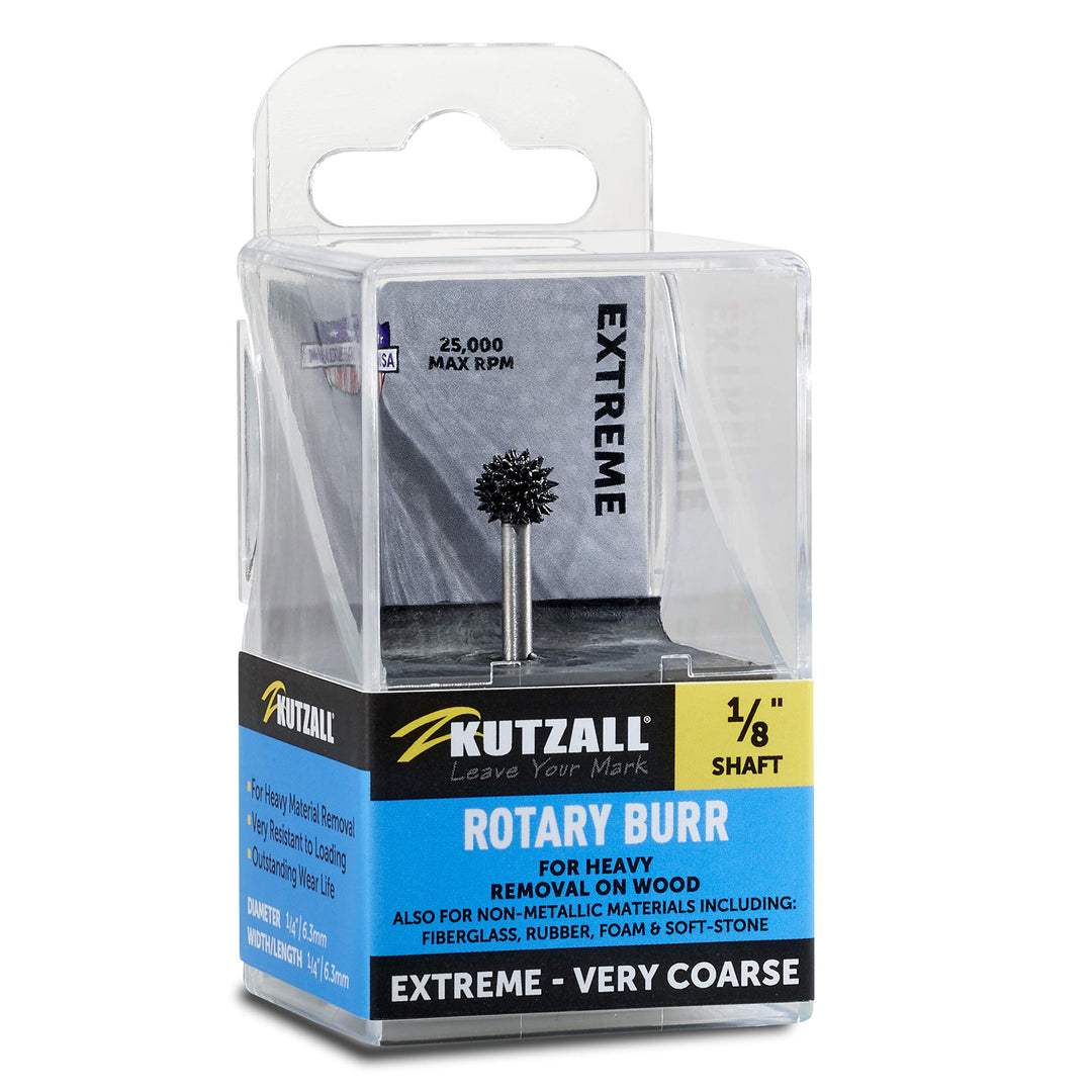 Kutzall Extrem Sphere Rotationsfräser, 1⁄8" Schaft, sehr grob - Holzbearbeitungsaufsatz für Dremel,