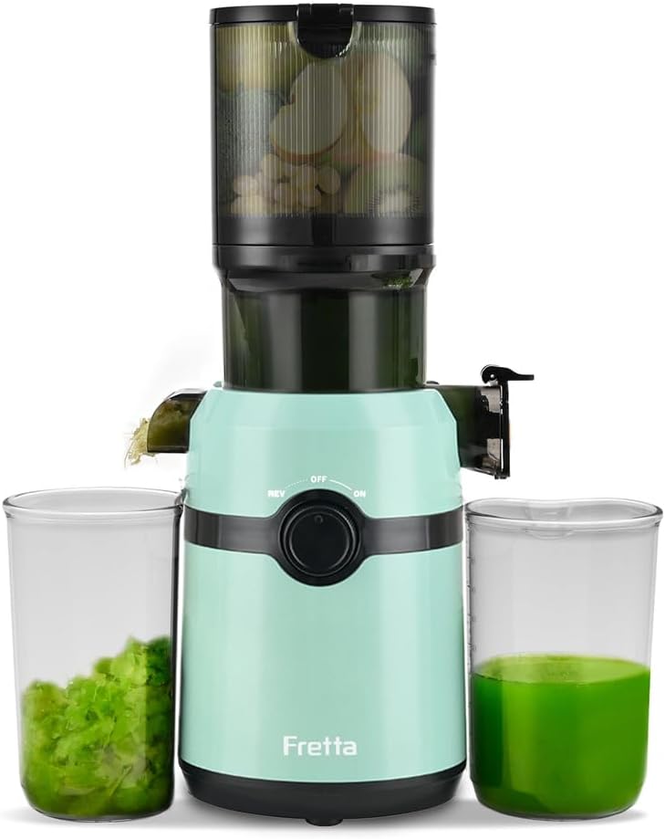 Fretta Entsafter Slow Juicer mit 108 mm Öffnung&1L Kapazität,Entsafter Gemüse und Obst,200W Saftpres