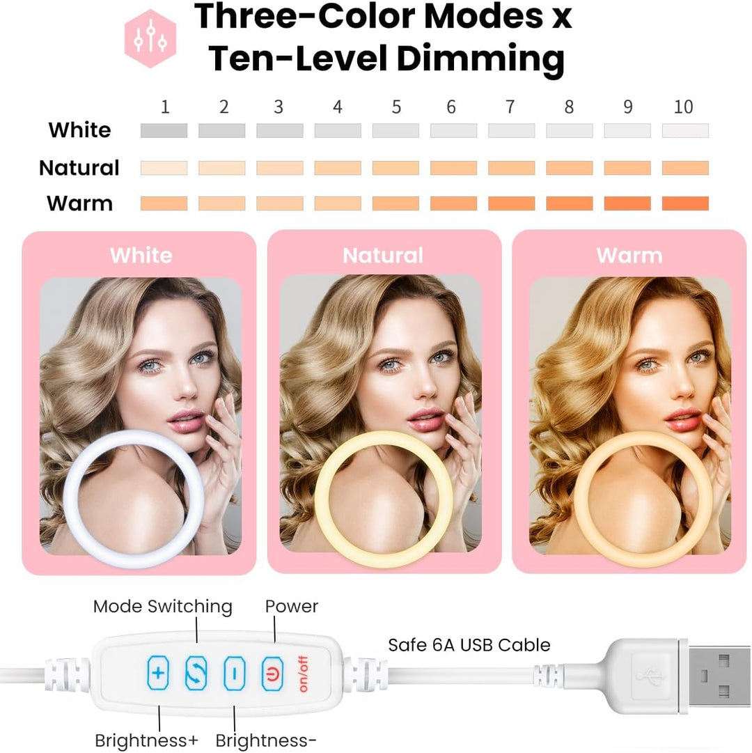 TARION LED Ringlicht: 11,8 Zoll Faltbare Ringleuchte Tisch Ringlicht mit Stativ und Handyhalter für