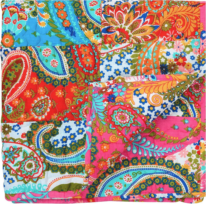 Mehrfarbige Patchwork-Steppdecke, Vintage-Stil, indische Wende-Steppdecke, superweich und warm, Wohn