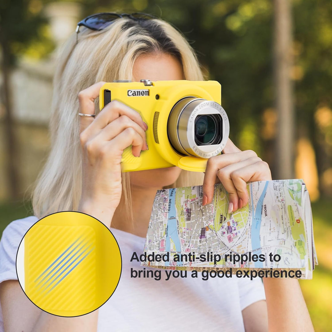 Rieibi Silikon-Schutzhülle für Canon G7X Mark III Hülle, G7X Mark III Zubehör mit 2 Stück Displaysch