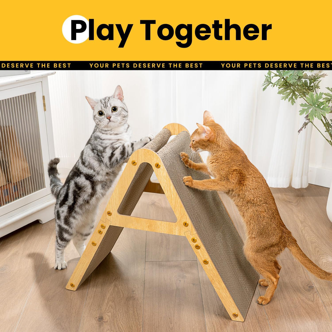 Conlun 2-in-1 Kratzbrett in A-Form für Mittelgrosse Katzen bis 7 kg, Stehend & Flach Nutzbares Katze
