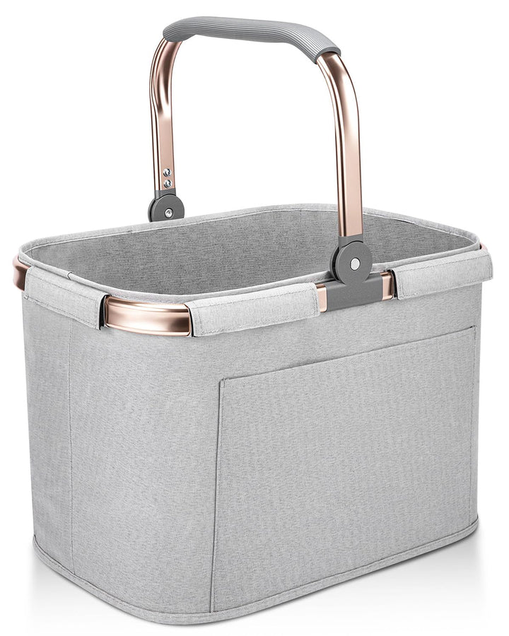 30L Einkaufskorb Faltbar Stabil Gross Tragekorb Picknickkorb Klappkorb Einkaufstasche mit Aluminiumg