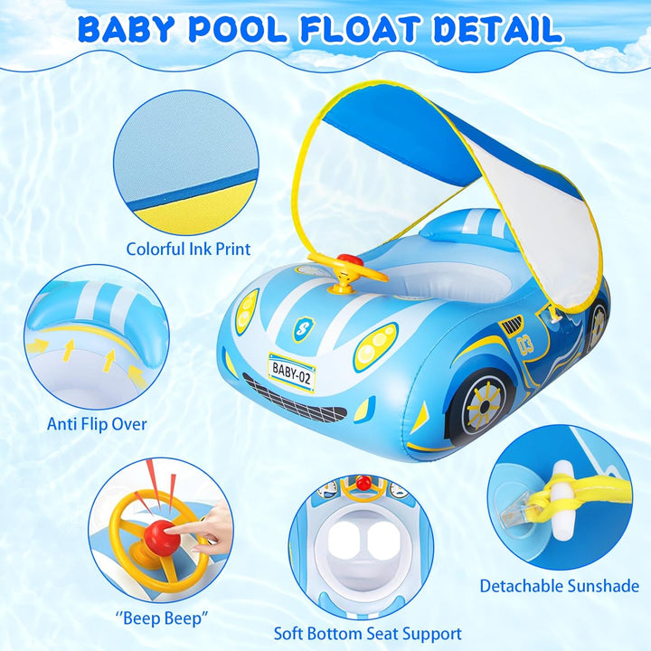 Schwimmring Baby mit Sonnendach Ninonly Upf50+ Schwimmring Baby ab 1 Jahr mit Babysitz Schwimmring B