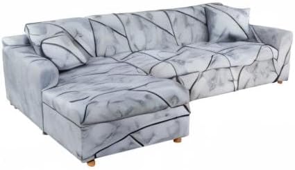 ShowyLive Sofa Überzug Couch Überzug 2er Set für Ecksofa L-Form Sofabezug 3 Sitzer+3 Sitzer, mit 4 S