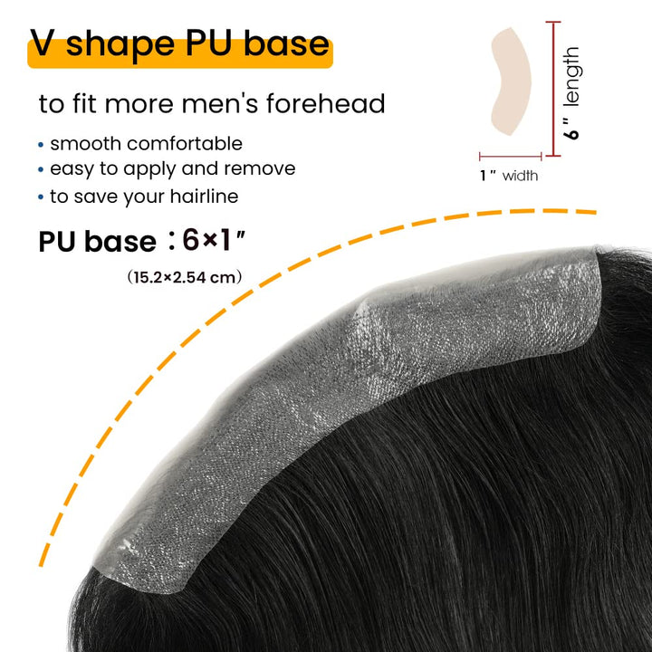 Lordhair Toupet Herren,100% Europäisches Echthaar Herren Toupet Echthaar,V-LOOP Skin Toupet Herren,T