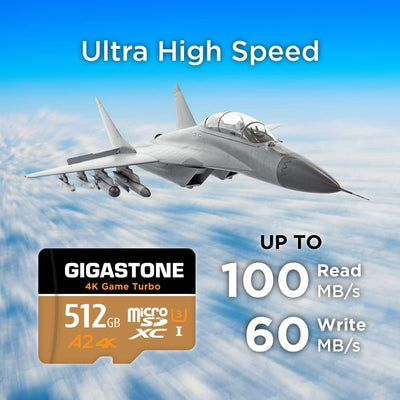 Gigastone 4K Game Turbo 512GB MicroSDXC Speicherkarte und SD Adapter mit A2 App-Leistung bis zu 100/