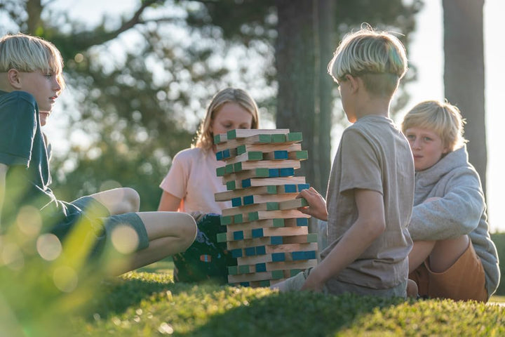 Grosser Turm mit Würfel - Kinder Geschicklichkeitsspiel - Mit Blöcke Tasche Würfel - Spielzeug für D