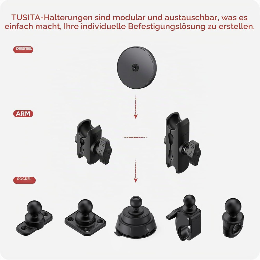TUSITA 1" Kugel Magnetisches Handy Halterung Adapter Kompatibel mit iPhone MagSafe, für Ram Mount B-