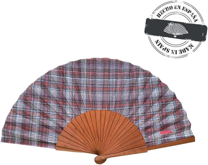 Handfächer Edith - Aus Holz und Baumwolle - 100 % spanisches Handwerk - Inklusive natürlicher Juteta