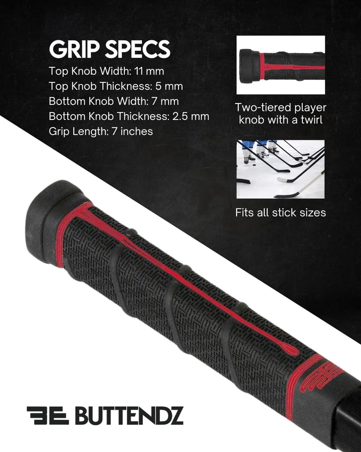 Buttendz Future Ersatz-Griff für Hockeyschläger mit Wirbel, Black w/Fire Drip Black w/ Fire Drip, Sc