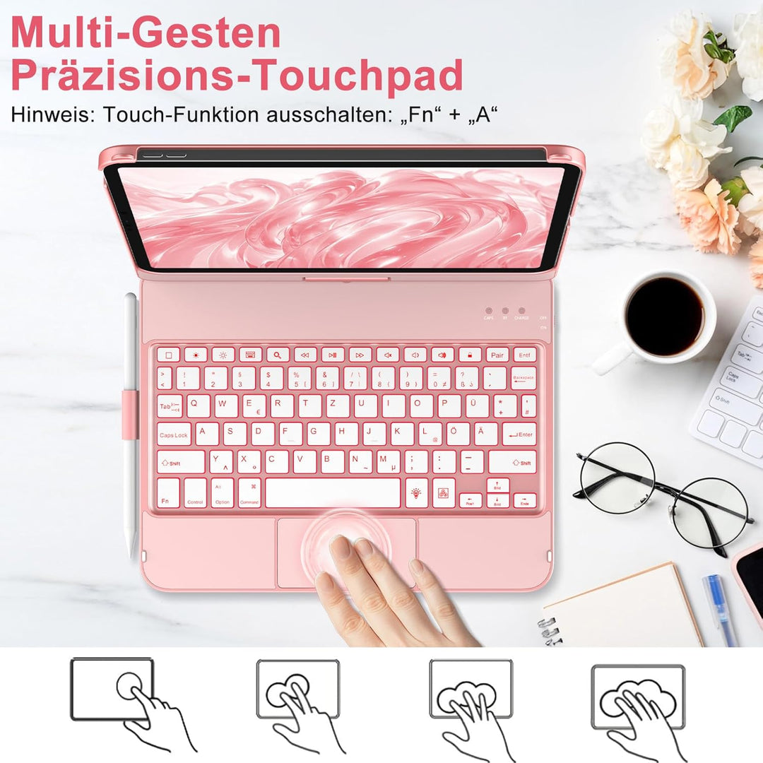 aMZCaSE für iPad 10. Generation 2022/A16 11.Generation 2025 (10,9/11 Zoll) Hülle mit Tastaturhülle,T