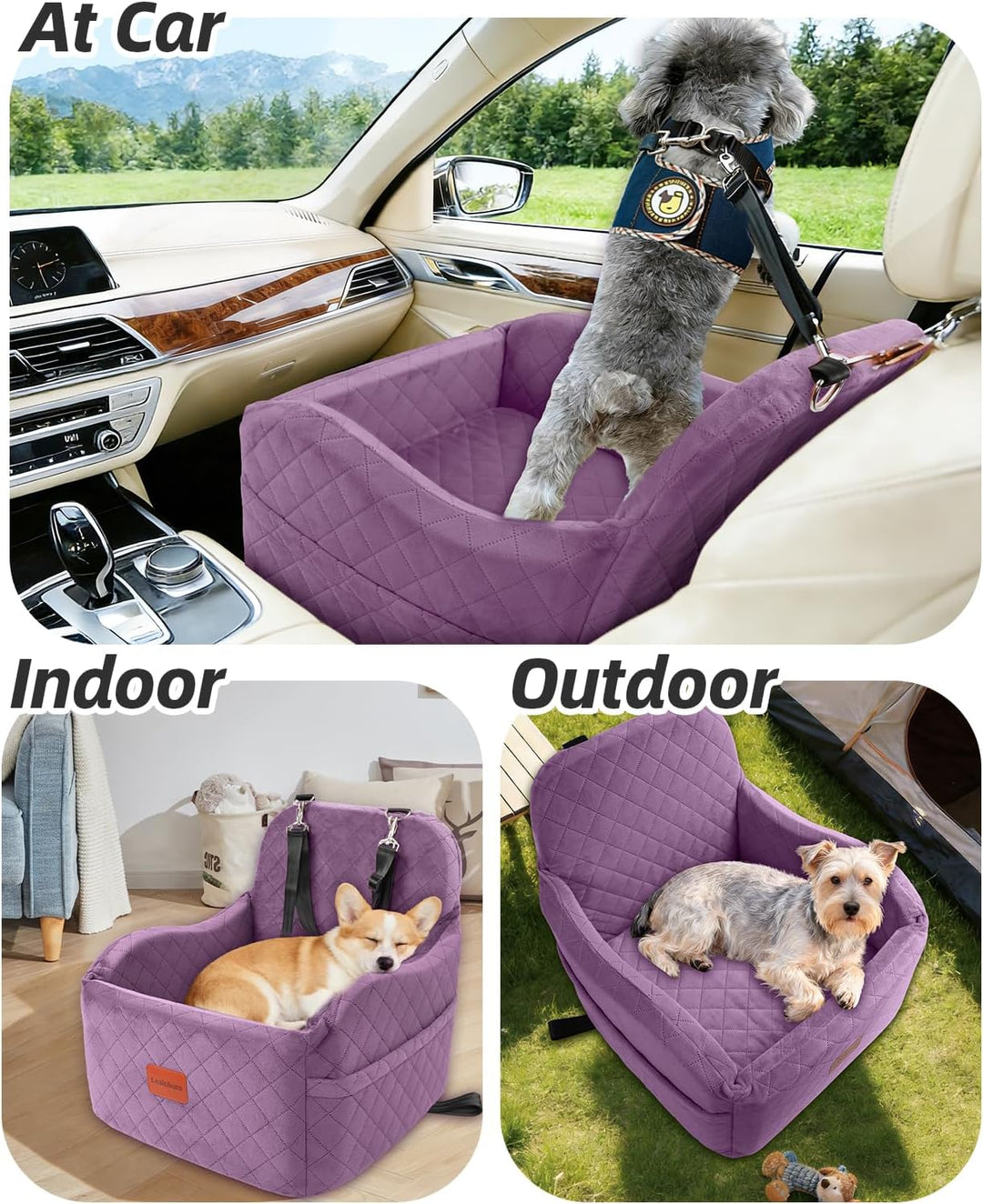 Hunde-Autositz für kleine/mittelgrosse Hunde, weicher tragbarer Welpensitz mit erhöhtem Kissen, voll