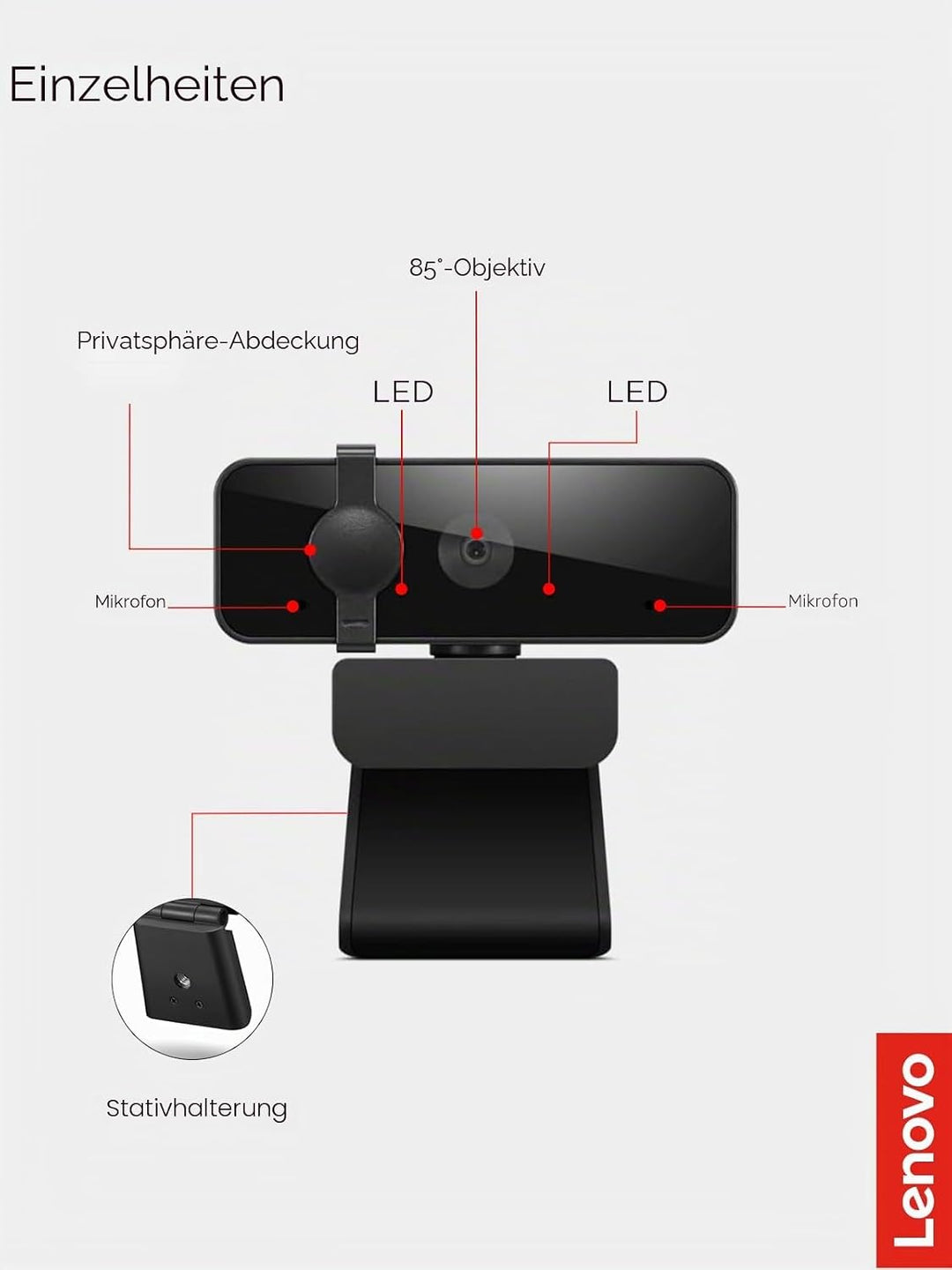 Lenovo Essential Fhd Gen2 Webcam 1920 X 1080 Pixels USB 2.0, 4XC1S15018