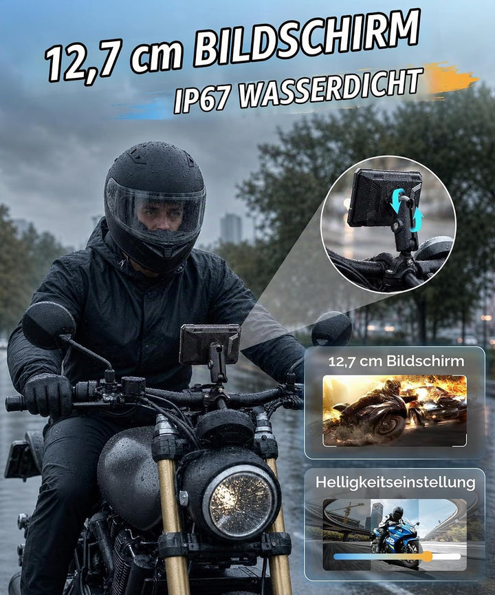 Motorrad Carplay Screen, 6 Zoll HD Touchscreen Bildschirm Autoradio für Motorrad, IP68 Wasserdicht m