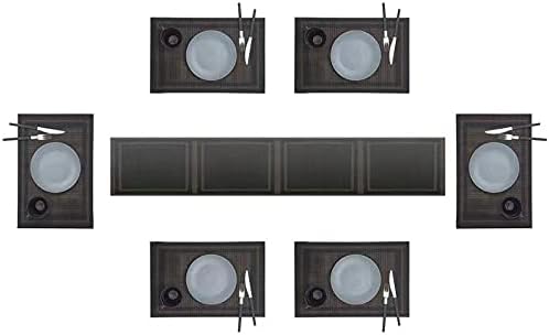 Eageroo PVC Platzsets(6er + Tischläufer),Platzdeckchen Tischsets Tischmatte Abwaschbar Abgrifffeste