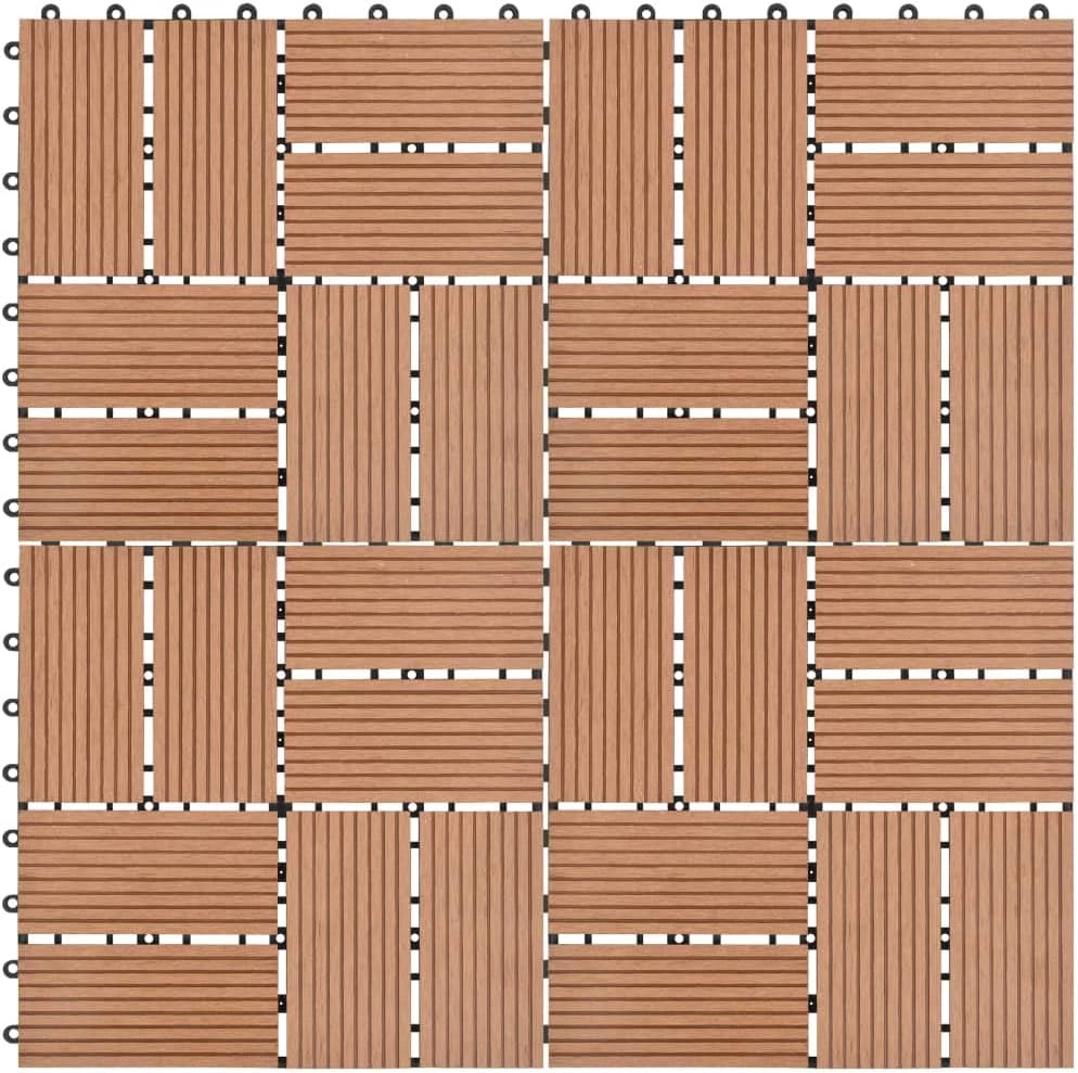Gecheer 11 Stück Terrassenfliesen WPC Fliesen Balkon Bodenbelag Gartenfliese Balkonfliese Klickflies