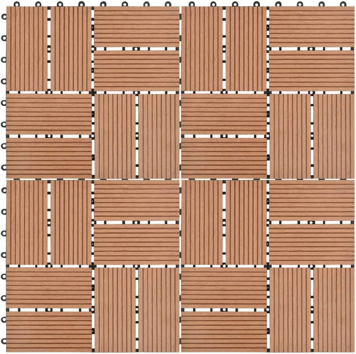 Gecheer 11 Stück Terrassenfliesen WPC Fliesen Balkon Bodenbelag Gartenfliese Balkonfliese Klickflies