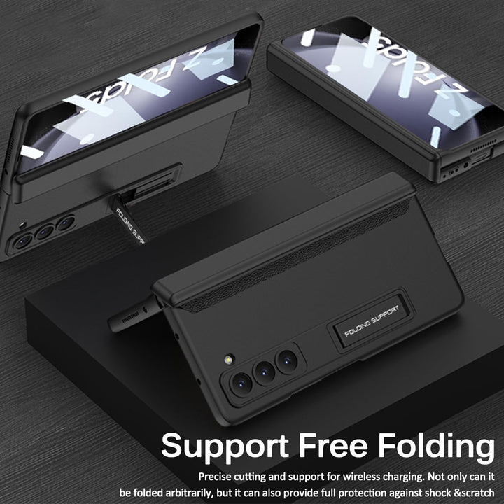 Hülle Kompatibel mit Samsung Galaxy Z Fold 5 Hülle, Robust PC Hülle mit Displayschutz & Ständer Anti