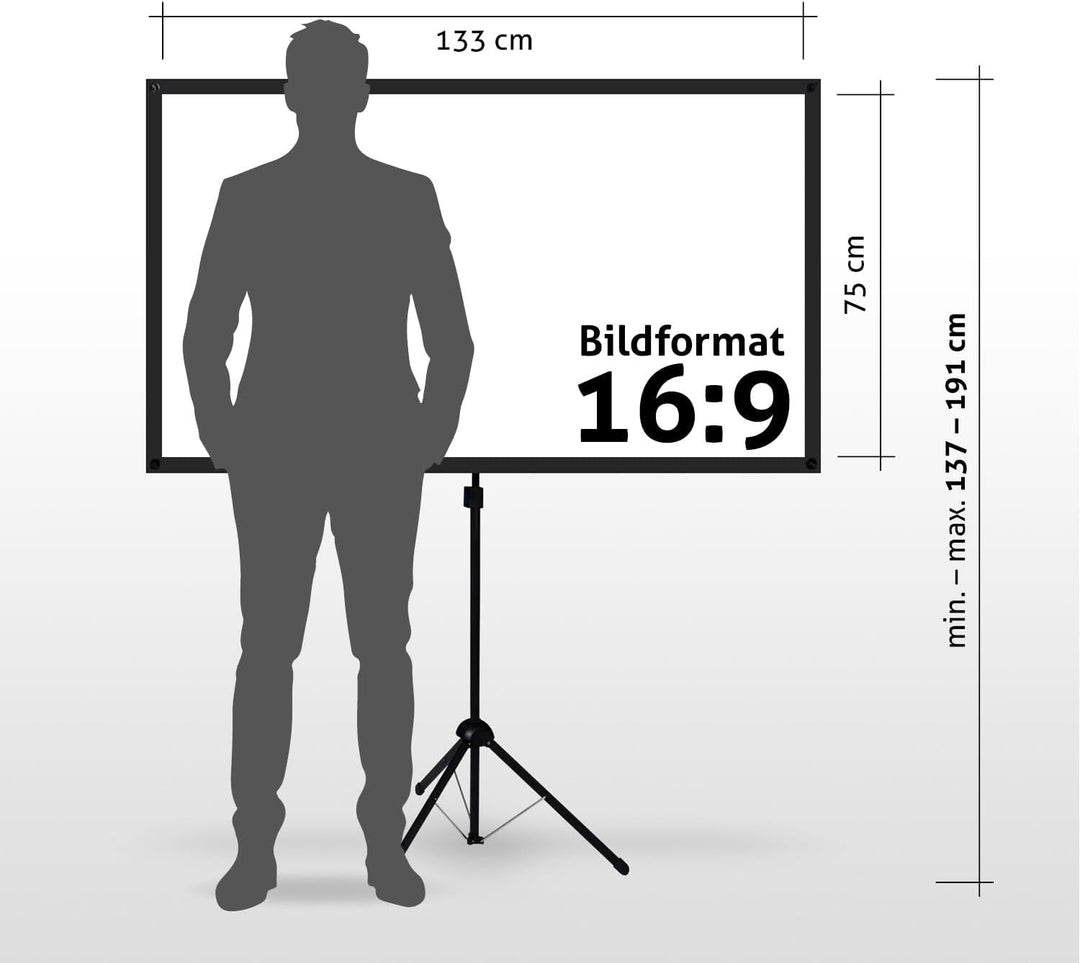 ESMART Expert X-Type Stativ Leinwand [Grössenauswahl] 133 x 75 cm (60") 16:9 | Heimkino Beamer LCD L