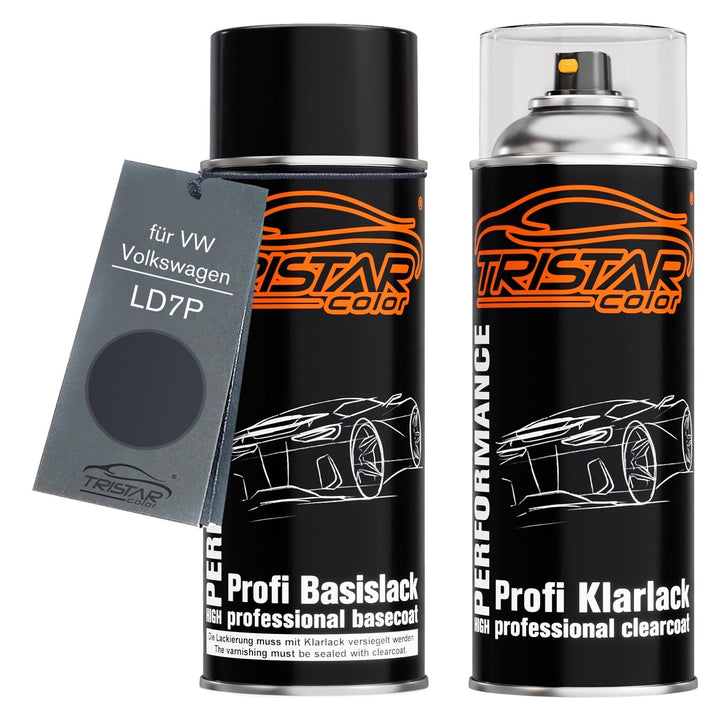 TRISTARcolor Autolack Spraydose für VW LD7P Kryptongrau Metallic + Klarlack | für VW / Volkswagen, S