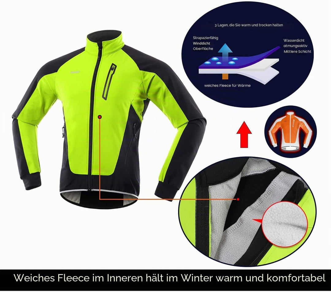 ARSUXEO Herren Winter Fahrradjacke Thermo-Vlies Softshell MTB Fahrrad Outwear Winddicht Wasserdicht