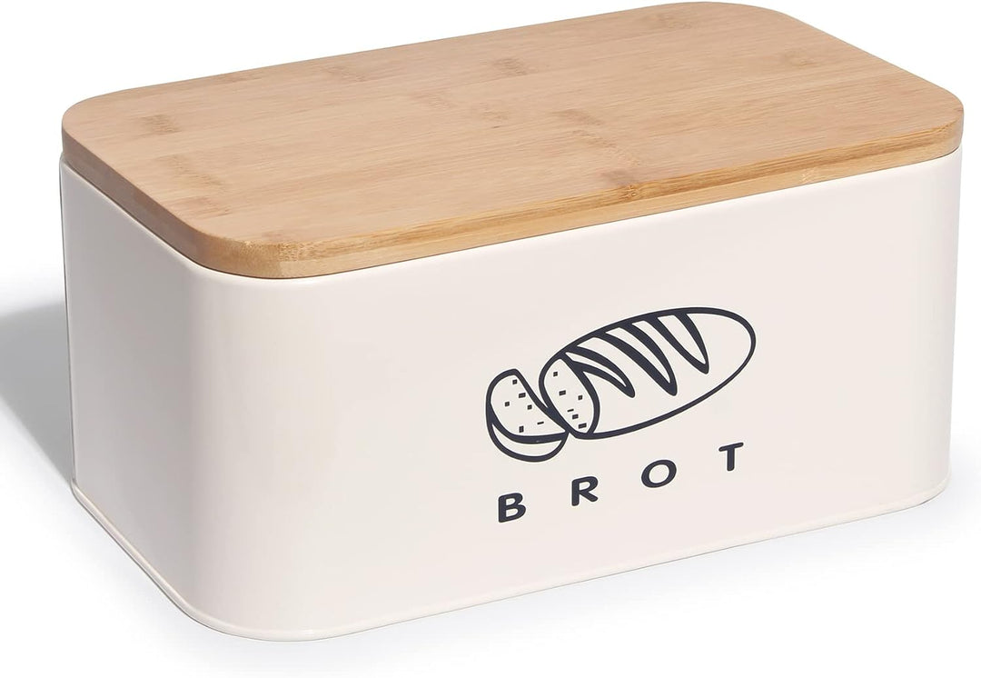 Theo&Cleo Brotkästen mit Deckel, Deckel aus Ökologisches Bambus, Kann als Schneidebrett, Geräumiger