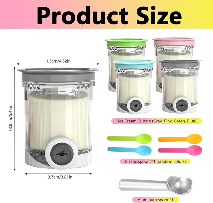 4 Stück Behälter Kompatibel mit Ninja Swirl Creami NC700 NC701EU Serie, 480ML Eiscreme Behälte mit D