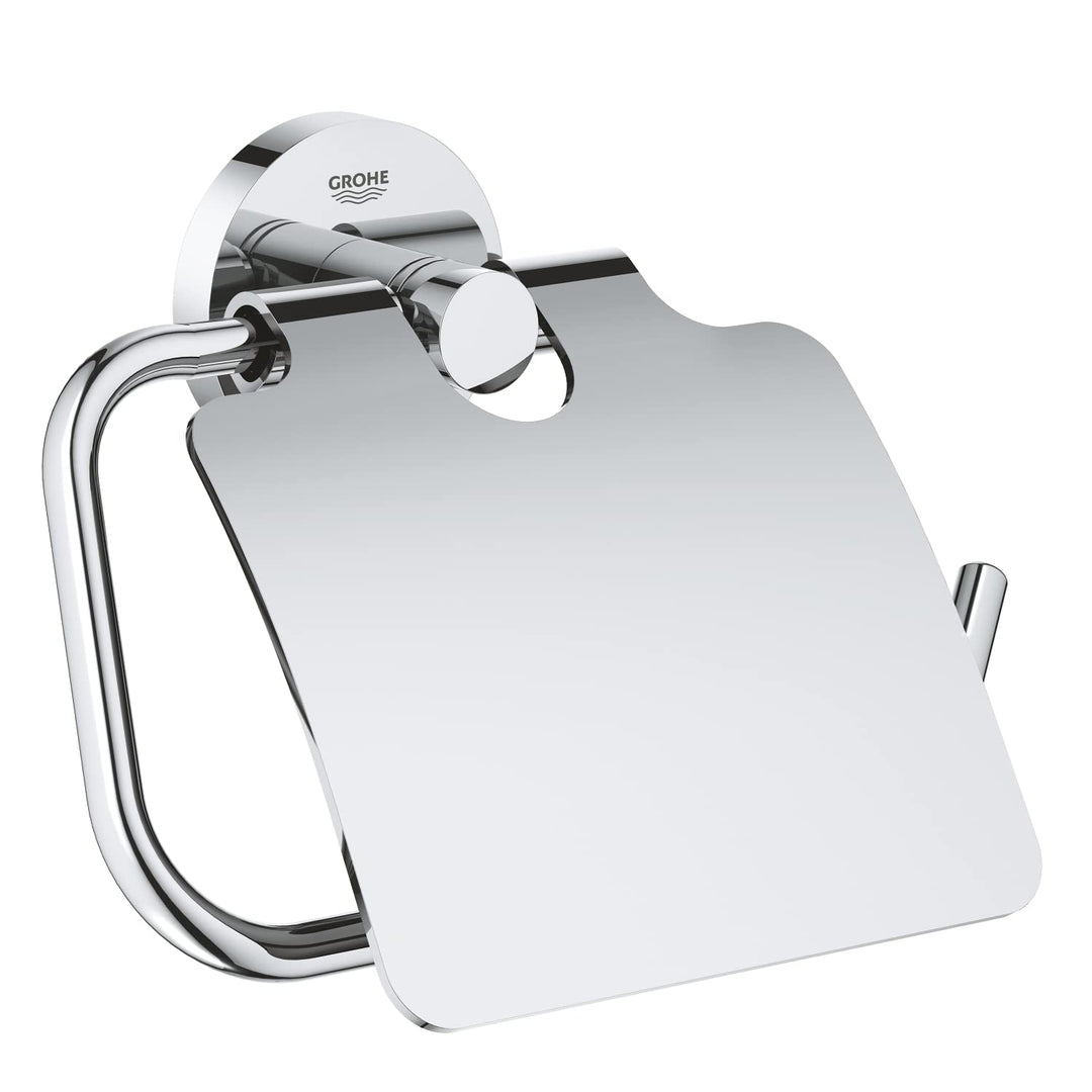 GROHE Start - Papierhalter (Material: Metall, verdeckte Befestigung, mit Deckel, zum Kleben oder Boh