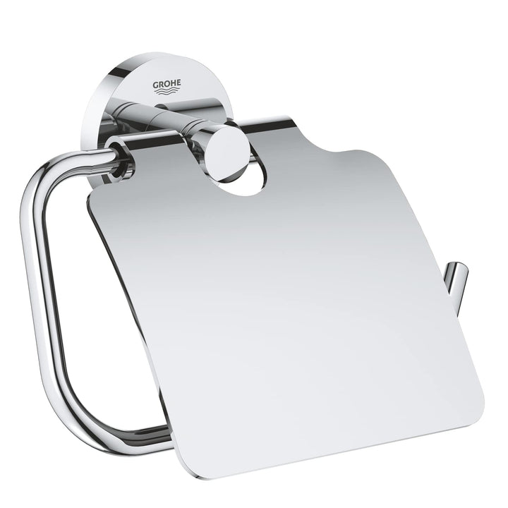 GROHE Start - Papierhalter (Material: Metall, verdeckte Befestigung, mit Deckel, zum Kleben oder Boh