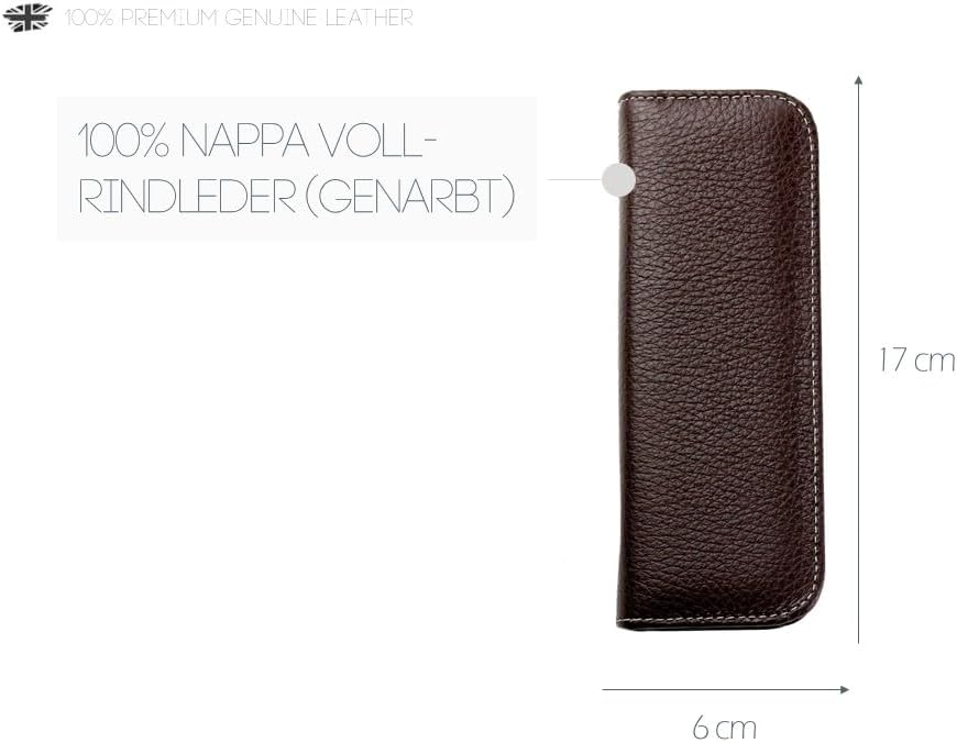 DELMON VARONE - Personalisierbares Schreibgeräte Etui Soft Grain Leder braun - Echtleder Stifteetui