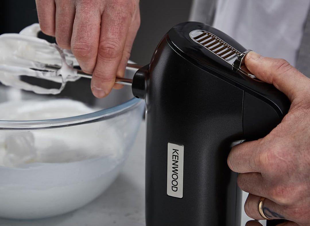 Kenwood HMP50.000BK QuickMix+ Handmixer mit Edelstahl-Rührstäben und Knethaken, ergonomischer SureGr