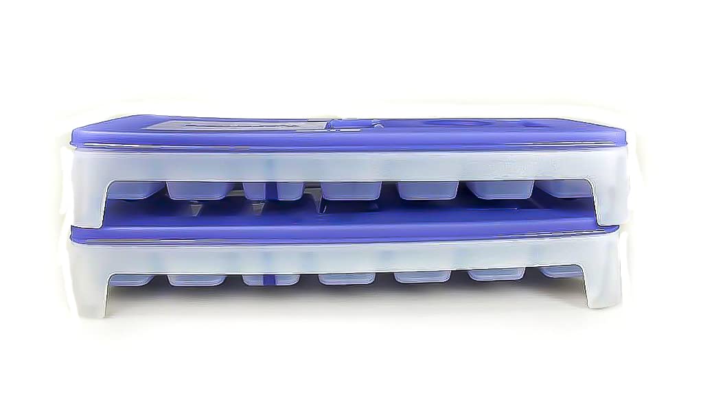 Tupperware Eiswürfler Gefrier-Behälter Eiswürfel-Behälter + Deckel lila blau (2) 30834
