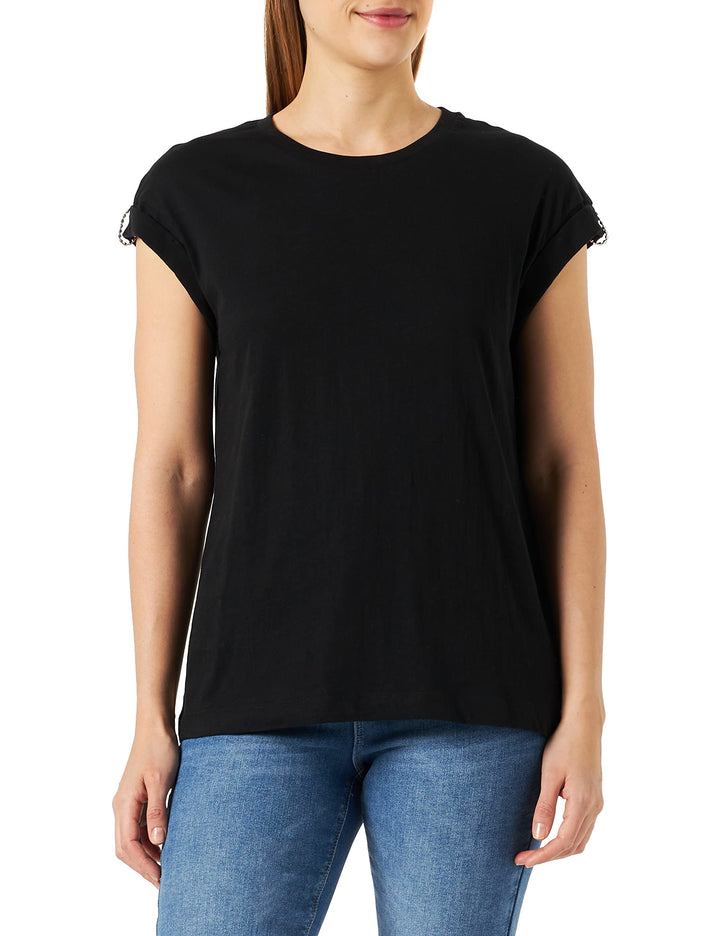 Replay Damen T-Shirt Kurzarm mit Backprint L Black 098, L Black 098