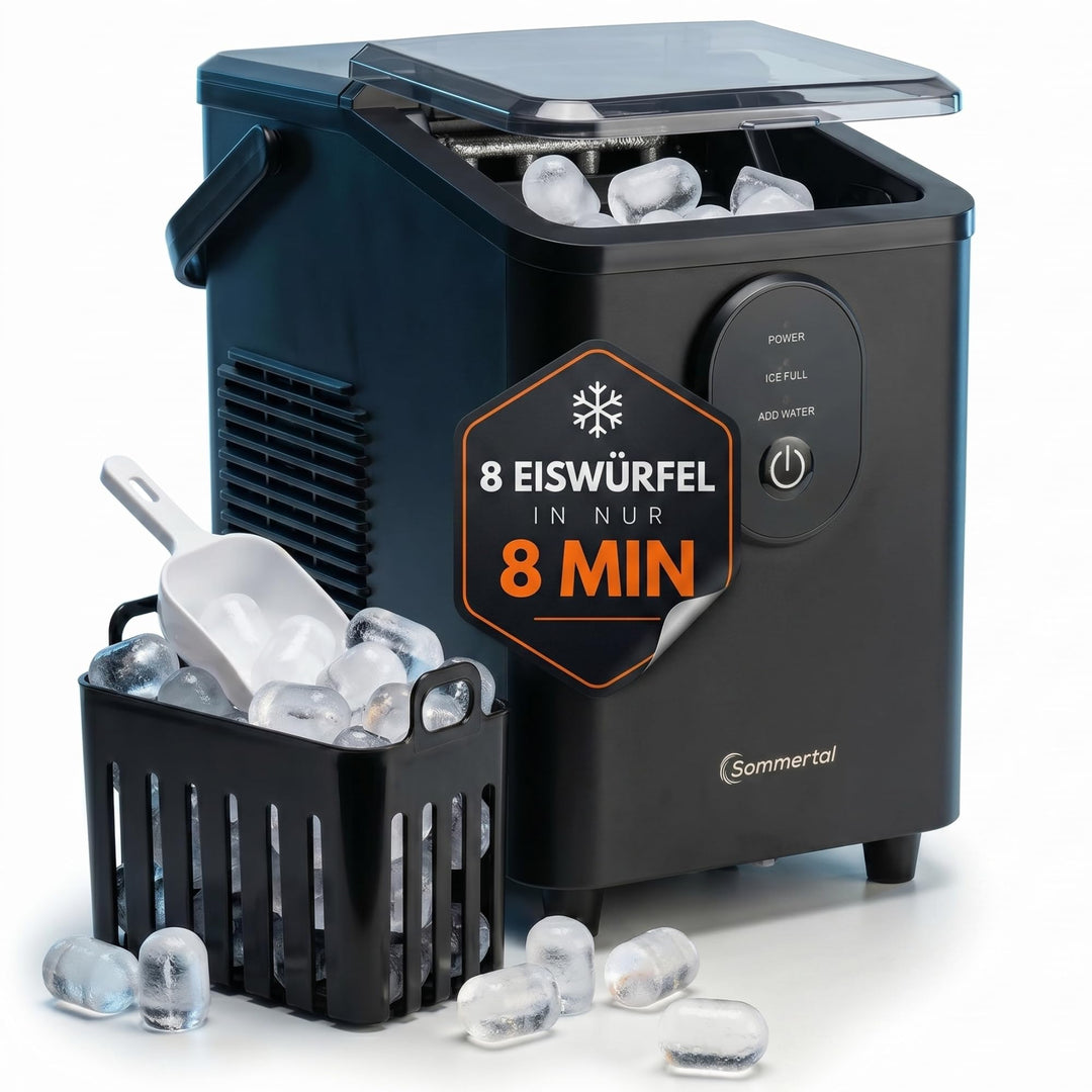 Sommertal Eiswürfelmaschine EM12C - Note 1,3 Warentest, Ice Maker mit schneller Eisherstellung ab 6