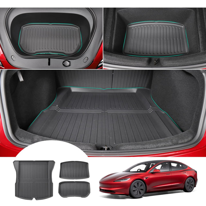 [3-Teilig] GAFAT Tesla Model 3 2026-2024 (Standard & Premium) Kofferraummatten-Set, Model 3 Highland