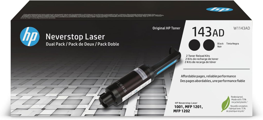 HP 143A (W1143AD) Multipack Original Neverstop Toner-Nachfüllkit (2x Schwarz) für HP Neverstop Laser