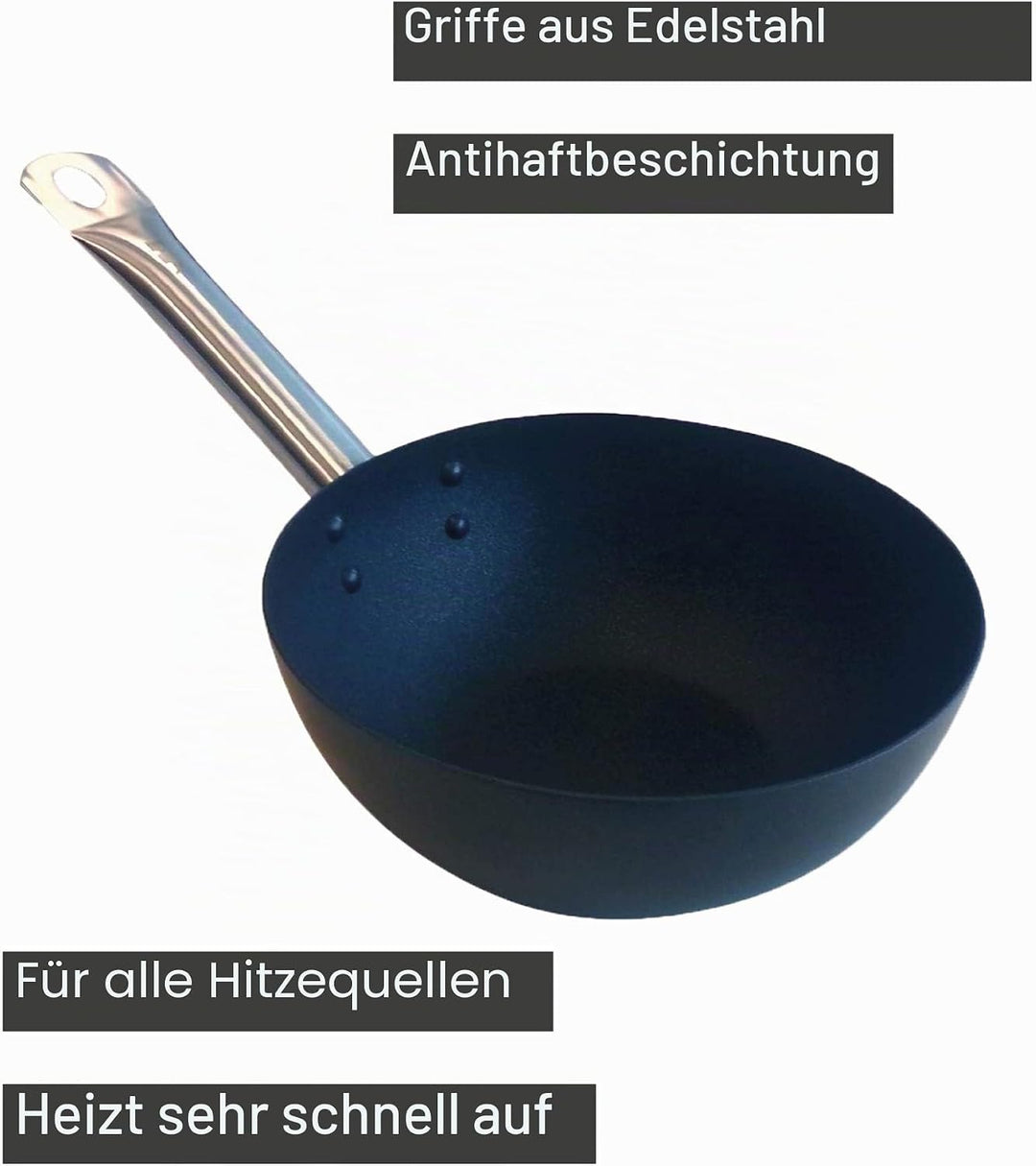Point-Virgule Wok Pfanne mit Antihaft Beschichtung und Edelstahlgriff für Wok-Grillgerichte zu berei