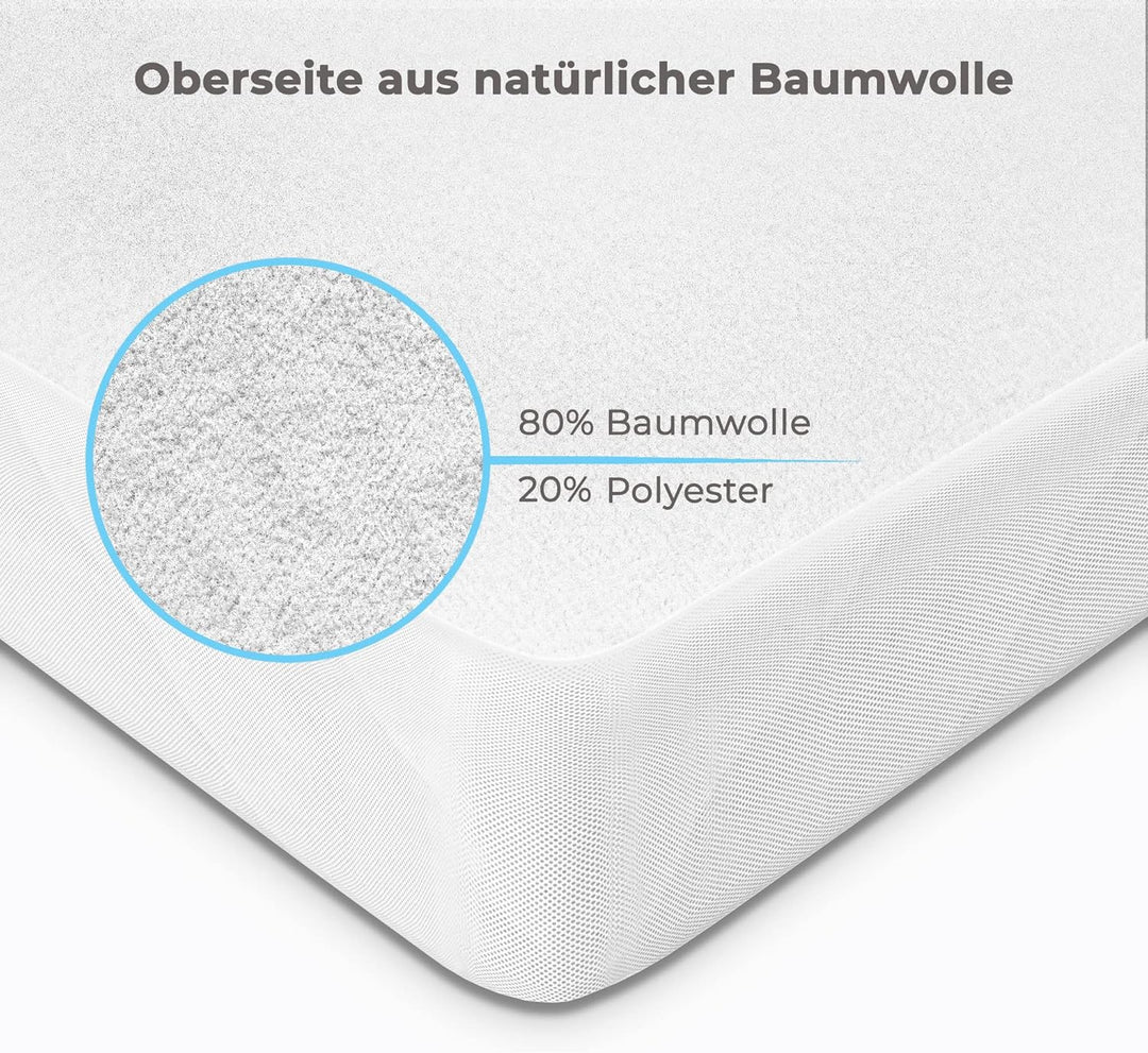 wasserdichter Matratzenschoner 90 x 200 cm - atmungsaktive Matratzenauflage 90x200 cm, 90x200 cm